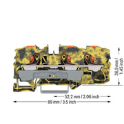 WAGO - Durchgangs-Reihenklemme 3-Leiter-Durchgangsklemme 2210-1301/000-053 Drücker,10mm²,dgr-ge − 25 Stück