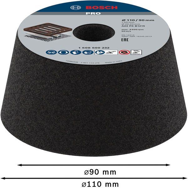 Bosch - Trenn-/Schleifscheibe PRO Metal Konischer 1608600232 Schleiftopf 90 x 110