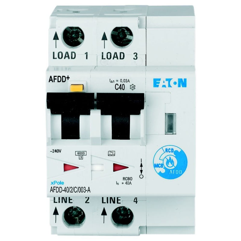 Eaton - Kombination FI-Schalter/Leitungsschutzschalter mit Zusatzeinrichtung Brandschutzschalter AFDD-40/2/C/003-A C, 40 A, Typ A