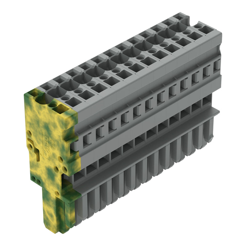WAGO - Ein- und mehrpolige Klemmenleiste 1-Leiter-Federleiste 769-113/000-037 4mm²,gr/gn-ge − 10 Stück