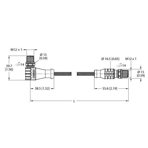 Turck - Rundsteckverbinder, feldkonfektionierbar (Industriesteckverbinder) Verbindungsleitung WSSD-RSSD-4422-100M
