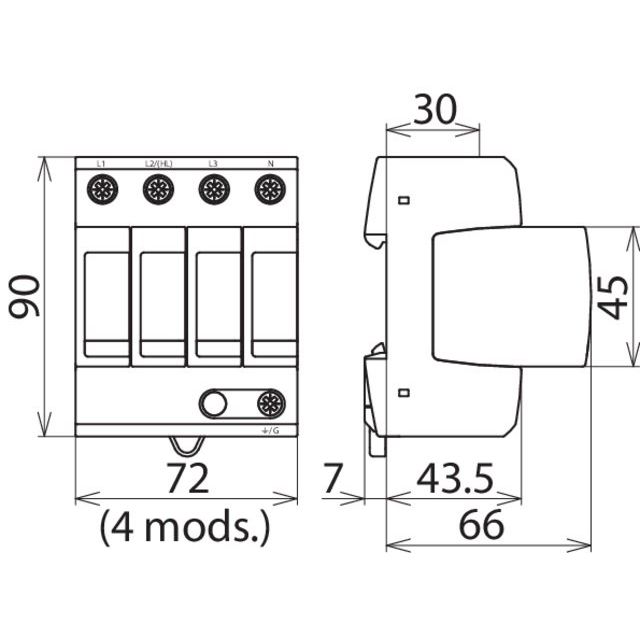 DEHN - Überspannungsableiter für Energietechnik/Stromversorgung Überspannungsableiter DG MU 3PH 240 4W+G Typ 2 DEHNguard M