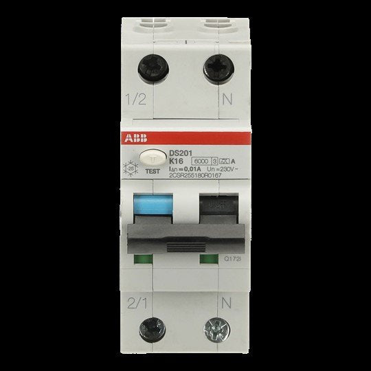 ABB Stotz S&J - Kombination FI-Schalter/Leitungsschutzschalter FI/LS-Schalter DS201A-K16/0,01 6kA, 1p+N