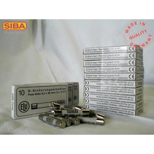 Siba - Zylindrische Sicherung G-Sicherung FF 1,6A 7017540 6x32 500V − 100 Stück