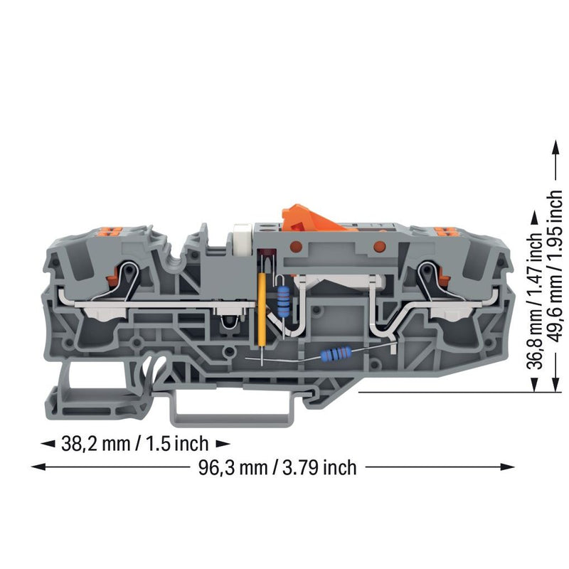 WAGO - Trenn- und Messtrenn-Reihenklemme Erdleiter-Trennklemme 2206-1671/1000-851 orange,grau − 25 Stück