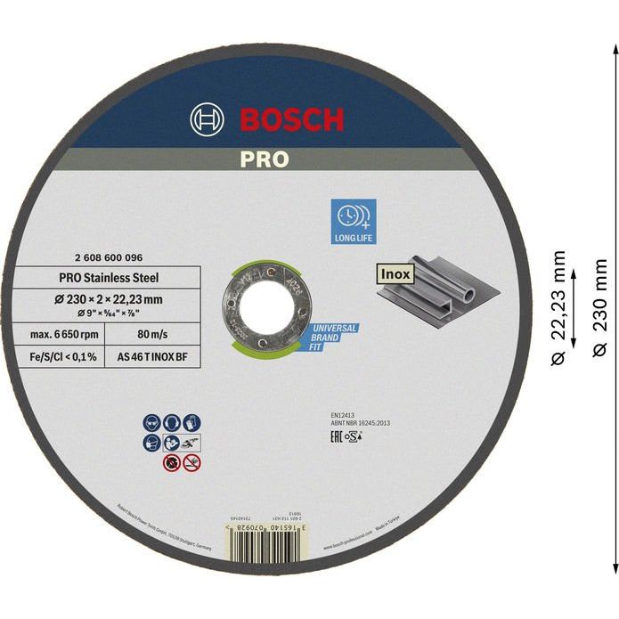 Bosch - Trenn-/Schleifscheibe PRO Stainless Steel 2608600096 Trennscheibe 230 x 2