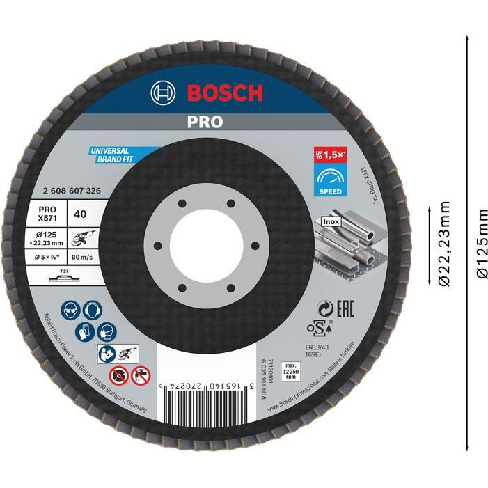 Bosch - Trenn-/Schleifscheibe PRO X571 2608607326 Fächerschleifscheibe