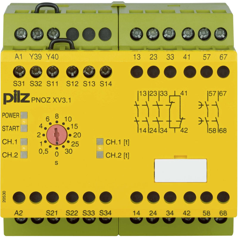 Pilz - Gerät zur Überwachung von sicherheitsgerichteten Stromkreisen Not-Aus-Schaltgerät PNOZ XV3.1 #774530 30/24DC3n/o1n/c2n/ot