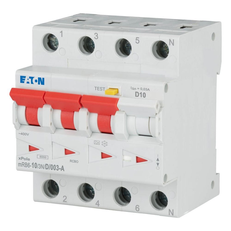 Eaton - Kombination FI-Schalter/Leitungsschutzschalter FI/LS Kombination mRB6-10/3N/D/003-A 10A 30mA