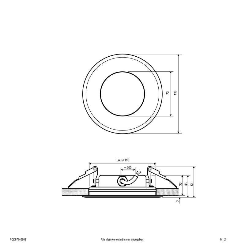 EVN Lichttechnik - Downlight/Strahler/Flutlicht LED-Deckeneinbauleuchte PCD67240902 IP67