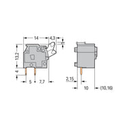 WAGO - Leiterplattenklemme Anreihbare Leiterplattenk. 255-763/999-950 Drücker,2,5mm²,lgr − 100 Stück