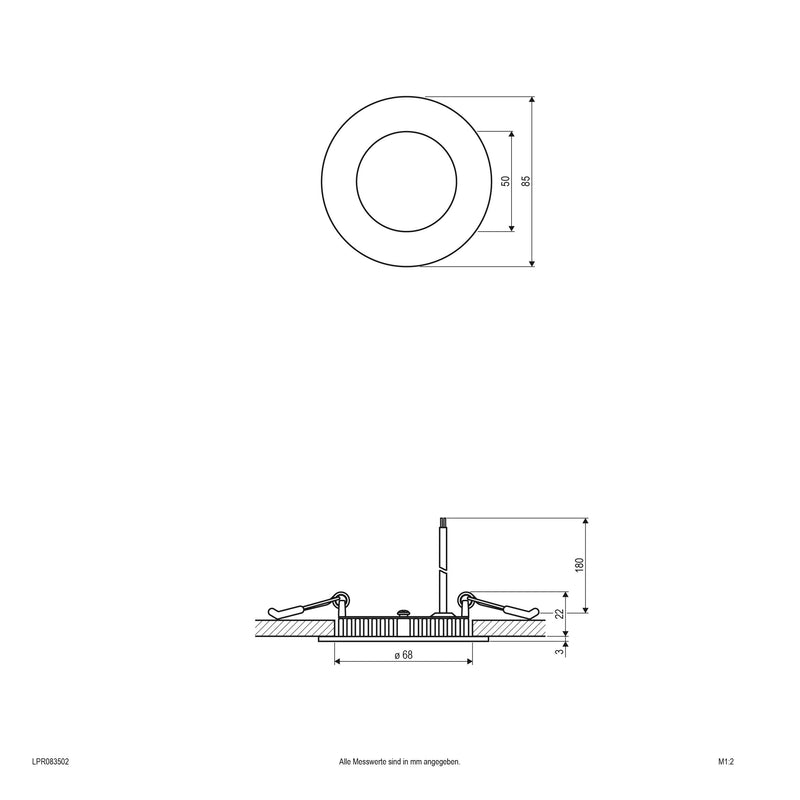 EVN Lichttechnik - Decken-/Wandleuchte LED Einbau Panel si LP R 083502 5W 3000K 85mm rd