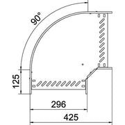 OBO Bettermann - Bogen für Kabelrinne Bogen 90 Grad RB 90 130 A2 110x300, rostfrei