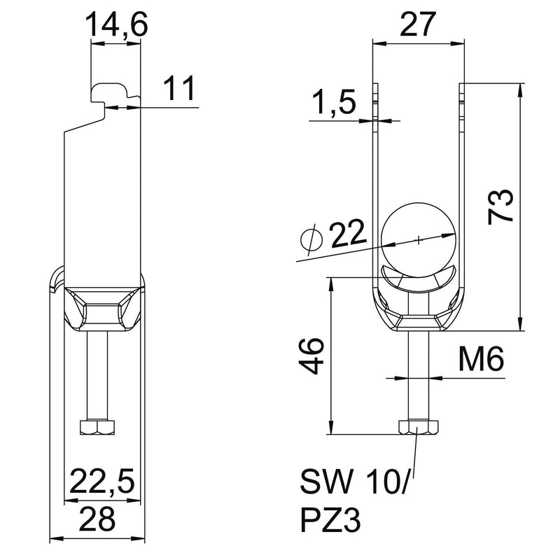 OBO Bettermann - Bügelschelle BS-N2-M-22 FT 2-fach − 50 Stück