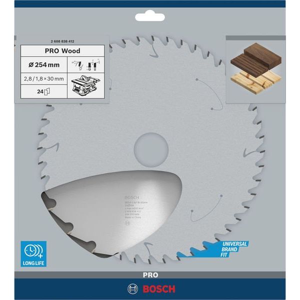 Bosch - Kreissägeblatt PRO Wood Kreissägeblatt, 2608838412 254 x 2,8 x 30 mm