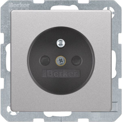 Berker - Steckdose alu/samt 6765766084 mit Schutzkontakt
