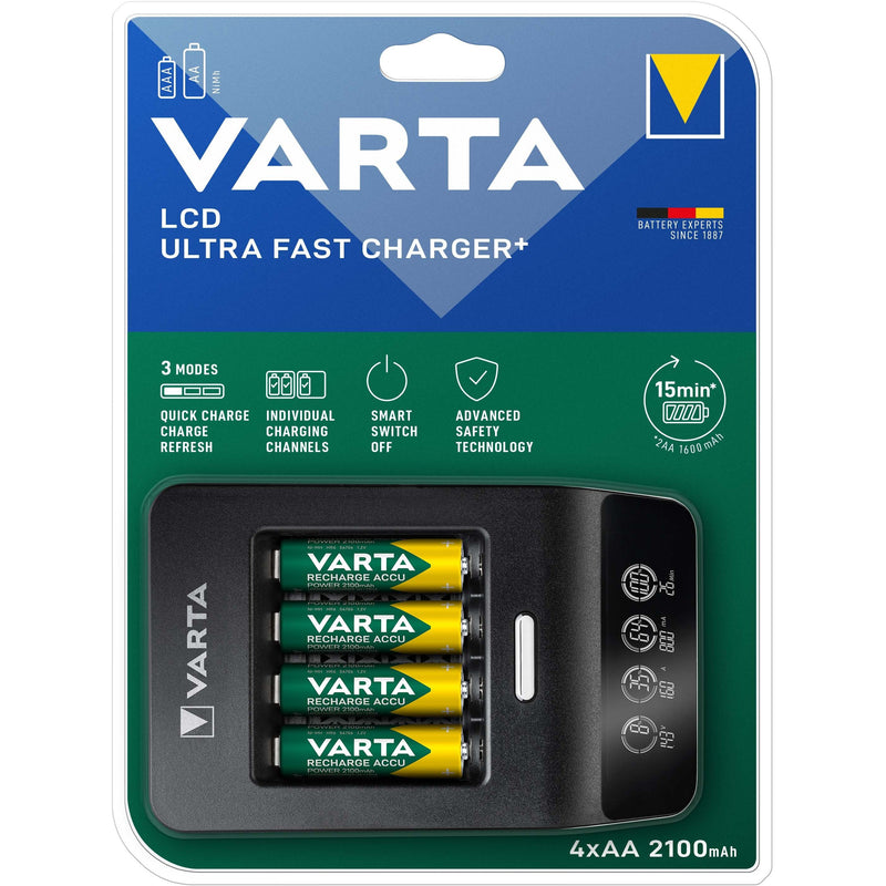 Varta Cons.Varta - Universal-Ladegerät LCD Ultra Fast Charger+ 57685101441 4xAA 56706 2100mAh − 2 Stück