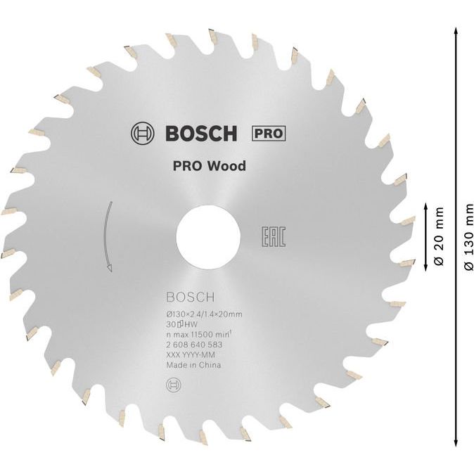 Bosch - Kreissägeblatt PRO Wood Kreissägeblatt, 2608640583 130 x 2,4 x 20 mm