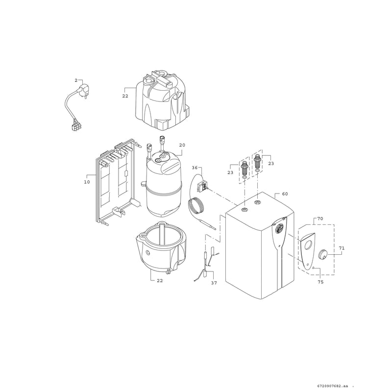 Bosch Thermotechnik - Warmwasserspeicher elektrisch Kleinspeicher Untertisch TR1500 TO 5 T 5l offen 2,2 kw