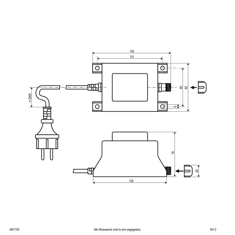 EVN Lichttechnik - Trafo für NV-Lichtsystem/NV-Halogenlampe Trafo ABT 105 105W IP44