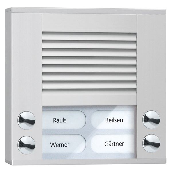 TCS Tür Control - Türstation für Türkommunikation Audioaußenstation 2-reihig PES04-EN/04 4 Tasten AP silber