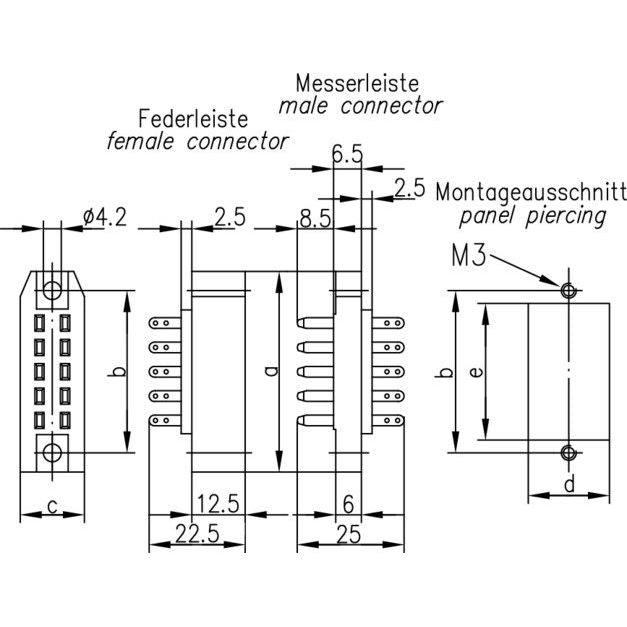 Telegärtner - Leiterplattensteckverbinder Messerleiste A 20 100023260 gemäß DIN 41618 − 5 Stück
