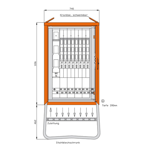 Walther Werke - Baustromverteiler Gruppenverteilerschrank WGV0084 277kVA,8 NH-Abgänge