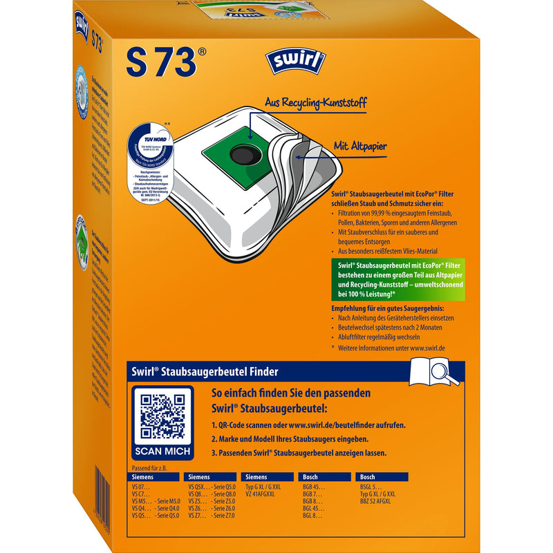 Swirl - Zubehör/Ersatzteile für Bodenpflege Staubbeutel S 73 EcoPor VE4 für Siemens/Bosch