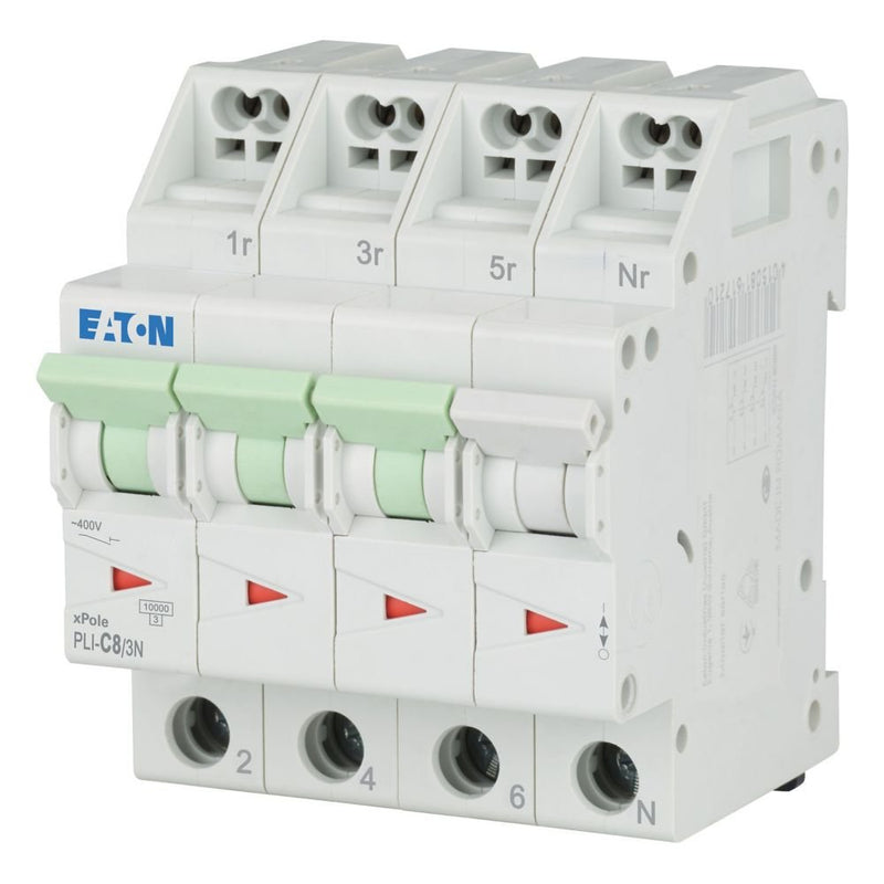 Eaton - Leitungsschutzschalter PLI-C8/3N C 8A, 3p+N Steckkl