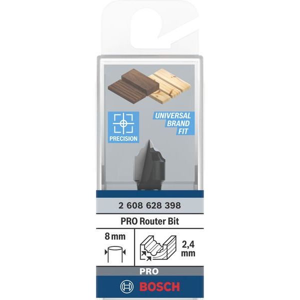 Bosch - Fräser PRO Profilnutfräser, R 2608628398 2,4, Schaft 8 mm
