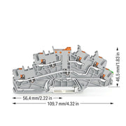 WAGO - Installations-Etagenklemme Installationsetagenklemme 2203-6644 2,5 mm² mit Drücker − 50 Stück
