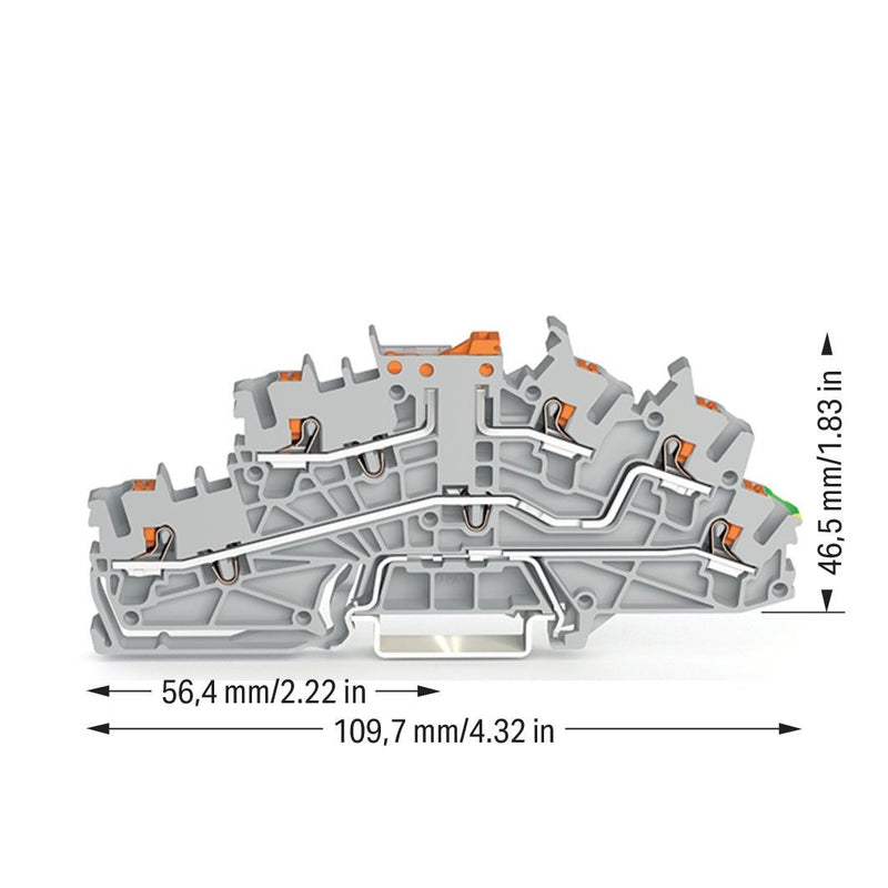 WAGO - Installations-Etagenklemme Installationsetagenklemme 2203-6644 2,5 mm² mit Drücker − 50 Stück