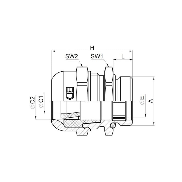 Jacob - Kabelverschraubung EMV Kabelverschraubung K156-1012-00 WADI Heat M12x1,5 − 100 Stück