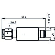 Telegärtner - Pegelsteller R-SMA-Dämpfungsglied 3 dB 100024832 2W 3 GHz (m-f)