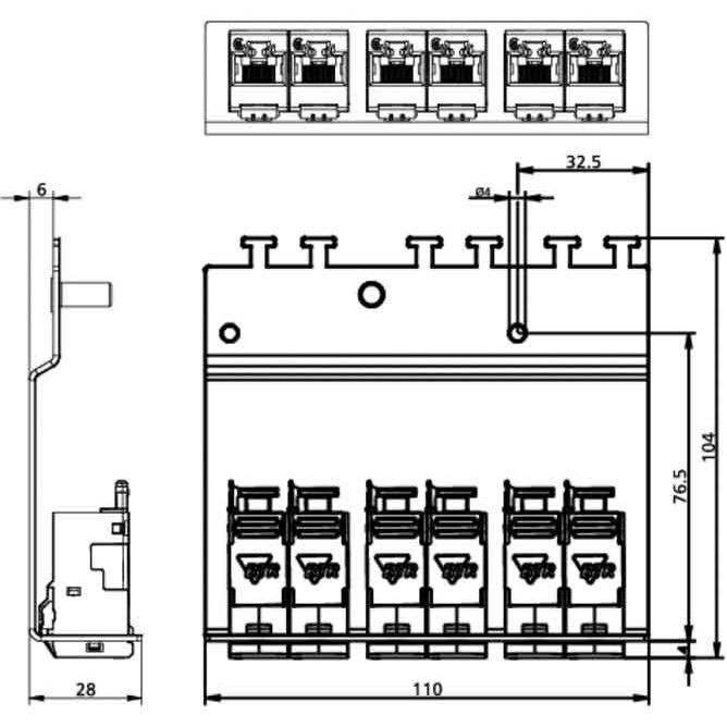 Metz Connect - Patchpanel Kupfer Patchmodul C6Amodul 6Port 130B11P2-E 180 für 1HE-Träger