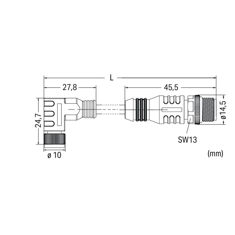 WAGO - Konfektioniertes Sensor-Aktor-Kabel Sensor-Aktorleitung axial 756-6509/030-015 M8-Buchse M12A-Stec