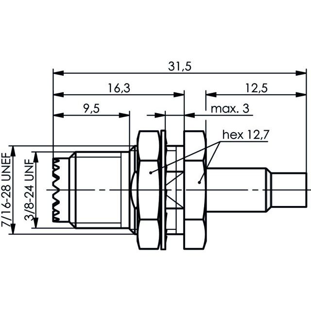 Telegärtner - Koax-Steckverbinder MiniUHF-Einbaubuchse 100024360 cr/crG7(RG316/U) − 5 Stück