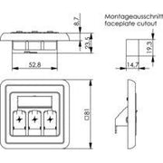 Telegärtner - Kommunikationsanschlussdose Kupfer Modul-Aufnahme 3-fach 100021410 80x80, aws