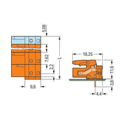 WAGO - Leiterplattensteckverbinder THT-Federleiste abgewink. 232-865/045-000 Maß 7,62mm,orange − 50 Stück