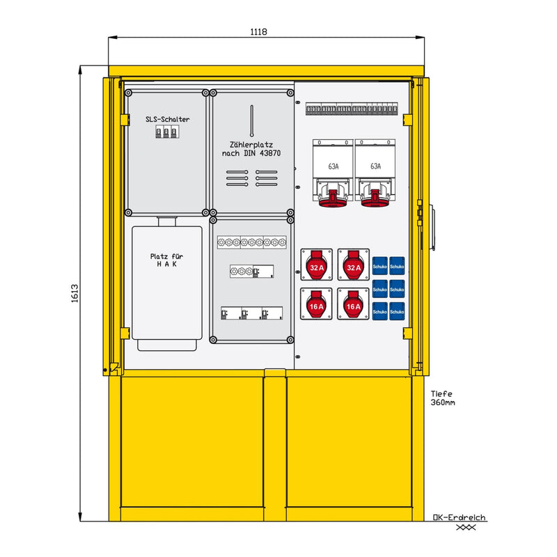 Walther Werke - Baustromverteiler Indus .u. Marktplatzvert. 83215800 mit Zählerplatz