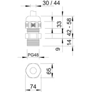 OBO Bettermann - Kabelverschraubung Verschraubung V-TEC PG48 SGR − 5 Stück