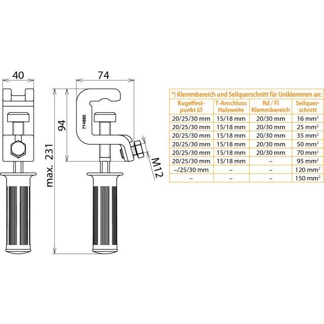 DEHN - Anschlusselement für EuK-Vorrichtung Universal-Erdungsklemme UEK 30 HG D25/30mm T18mm