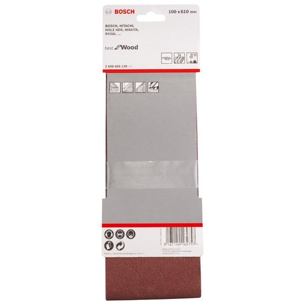 Bosch - Schleifpapierset PRO X440 Schleifband, 100 2608606139 x 610 mm G60 G80