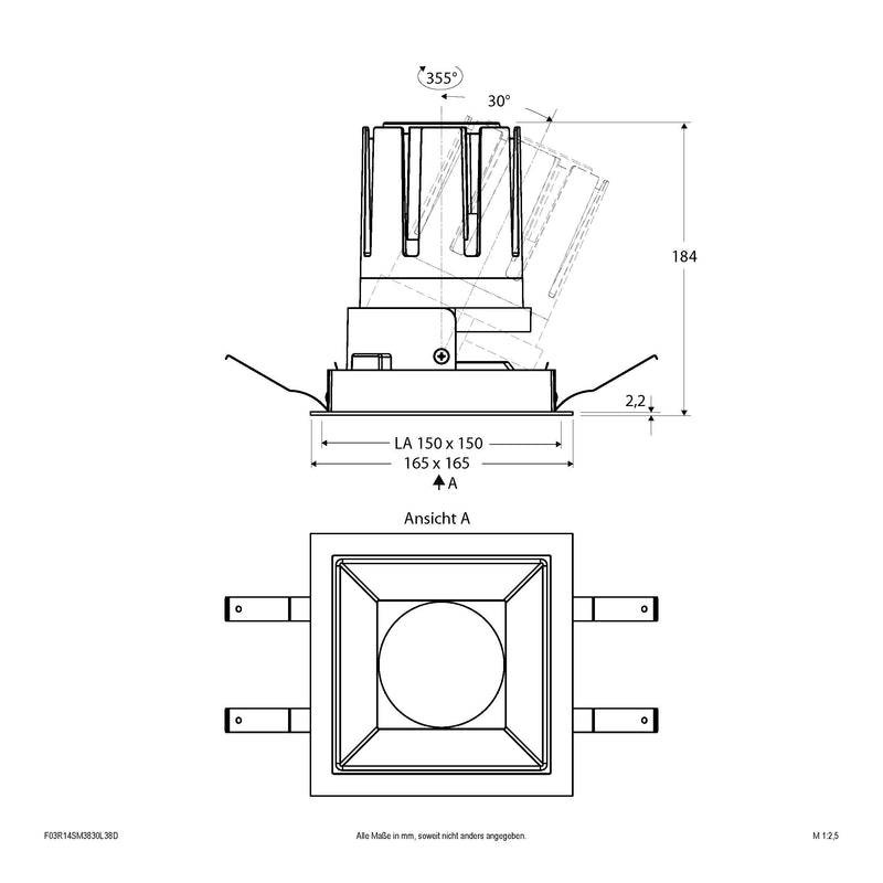 EVN Lichttechnik - Downlight/Strahler/Flutlicht LED-Einbauleuchte modular F03R14SM3830L38D Konfigurationstype
