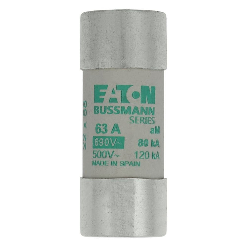 Eaton - Zylindrische Sicherung Sicherungseinsatz Nieders. CYL AM 22,#C22M63S 63A AC 690V 80kA − 10 Stück