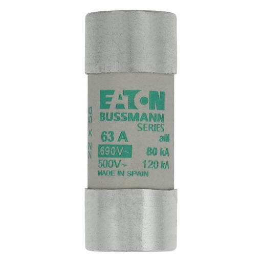 Eaton - Zylindrische Sicherung Sicherungseinsatz Nieders. CYL AM 22,#C22M63S 63A AC 690V 80kA − 10 Stück