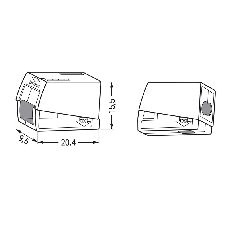 WAGO - Steckklemme Leuchtenklemme 224-112 2x1,0-2,5mmq weiss − 100 Stück