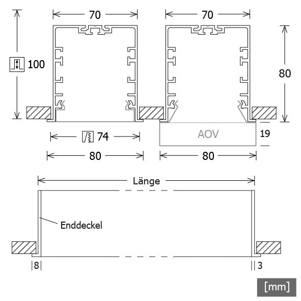 LTS Licht&Leuchten - Decken-/Wandleuchte LED-Einbauleuchte MLR070118403AOVDA.ws 830, DALI, ws