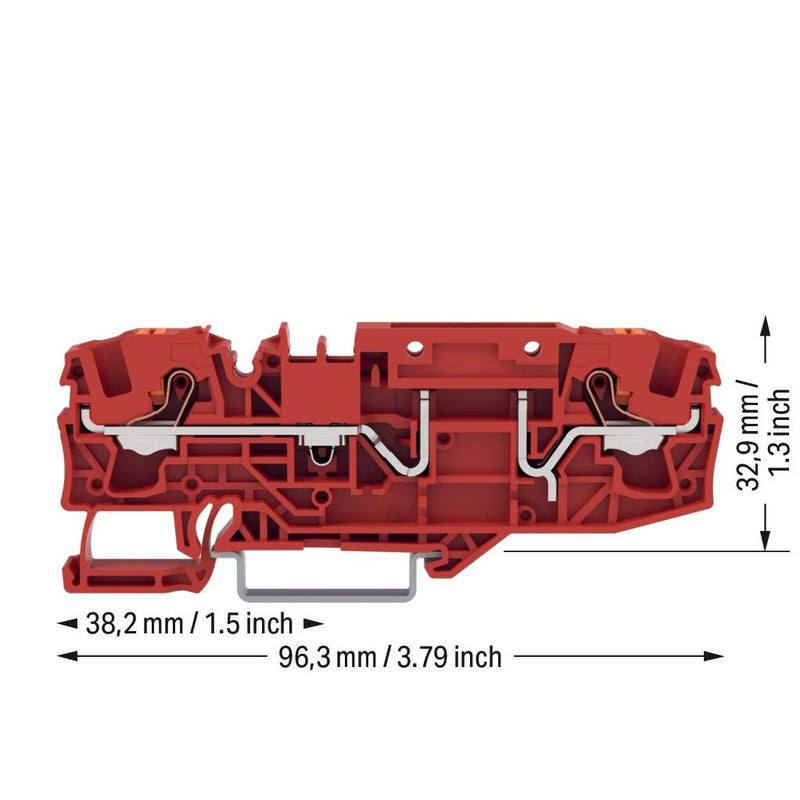 WAGO - Durchgangs-Reihenklemme 2-Leiter-Basisklemme 2206-1663 35x15 und 35x7,5,rot − 25 Stück