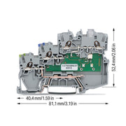 WAGO - Initiator/Aktor-Reihenklemme 3-Leiter-Aktorenklemme 2000-5317/1102-950 LED gelb für PNP − 50 Stück
